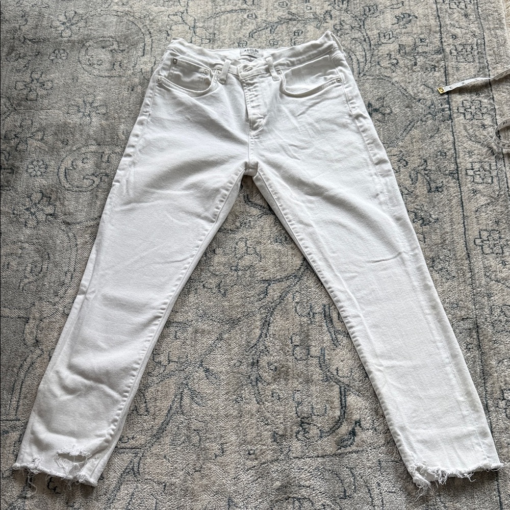 Agolde Women's Cropped White Jeans